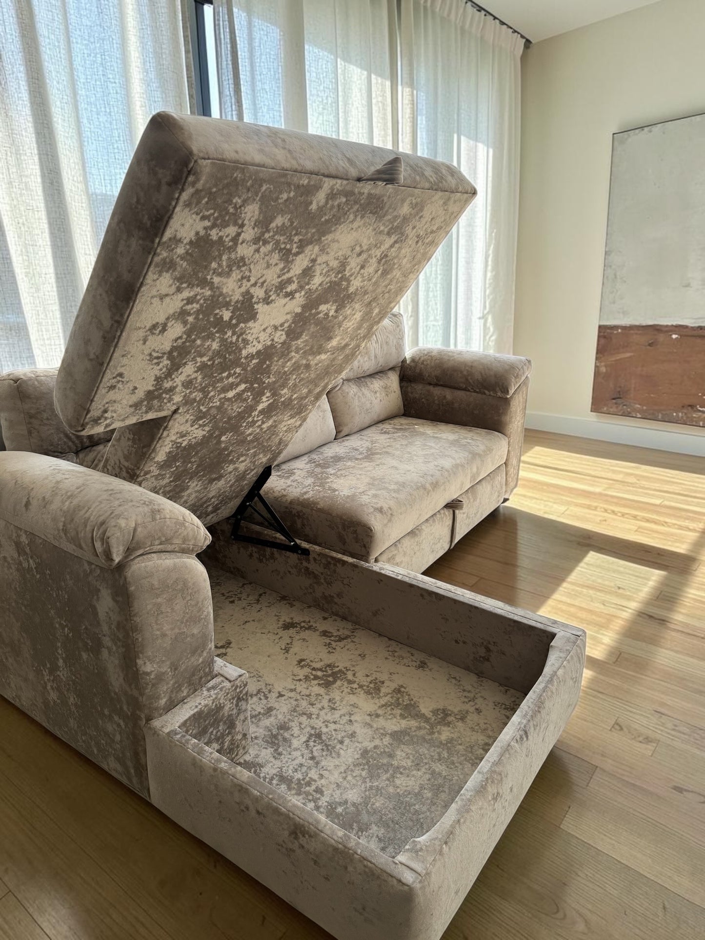 Sofá Cama Milán con Baúl — Chaise Longue Convertible